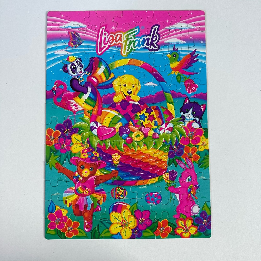 Vintage Lisa Frank Easter 108 Pc Puzzle Bear Dog Panda + Stencils, Kaleidoscope